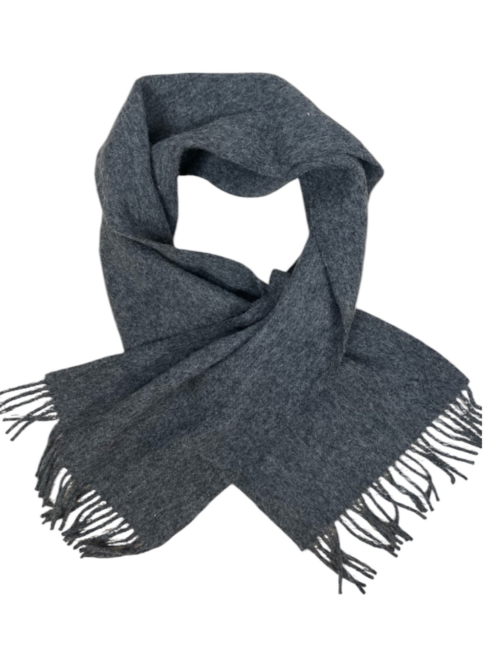 Irish 100% Lambswool Charcoal Grey Scarf with Fringe John Hanley & Co